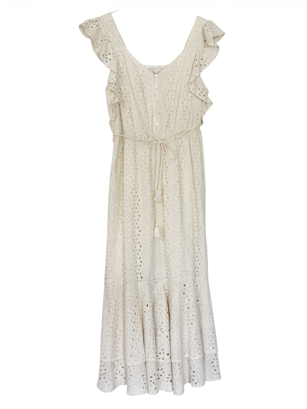 Cleobella Karina Eyelet Lace Ankle Dress in Ivory Size M - Picture 2 of 12